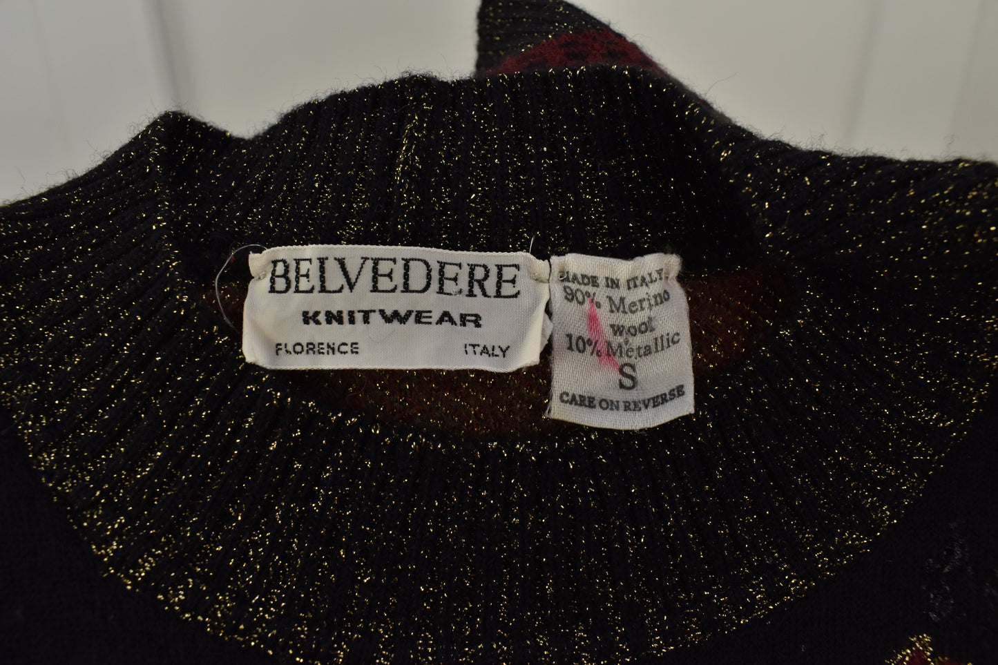 Women's vintage knitwear in baroque pattern with merino wool Made in Italy Size Small/ Medium