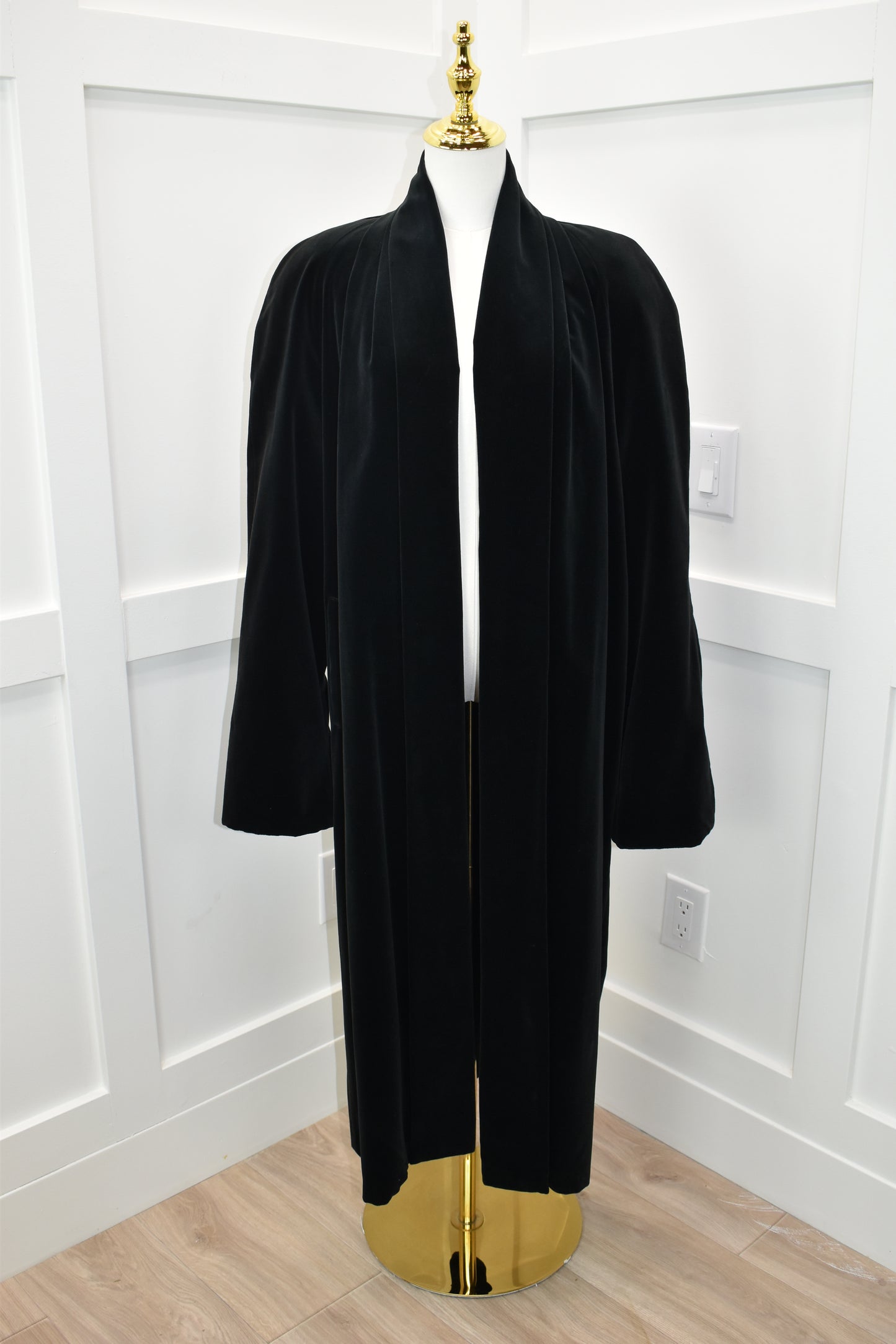 Women's black velour opera coat