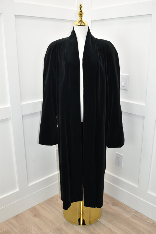 Women's black velour opera coat