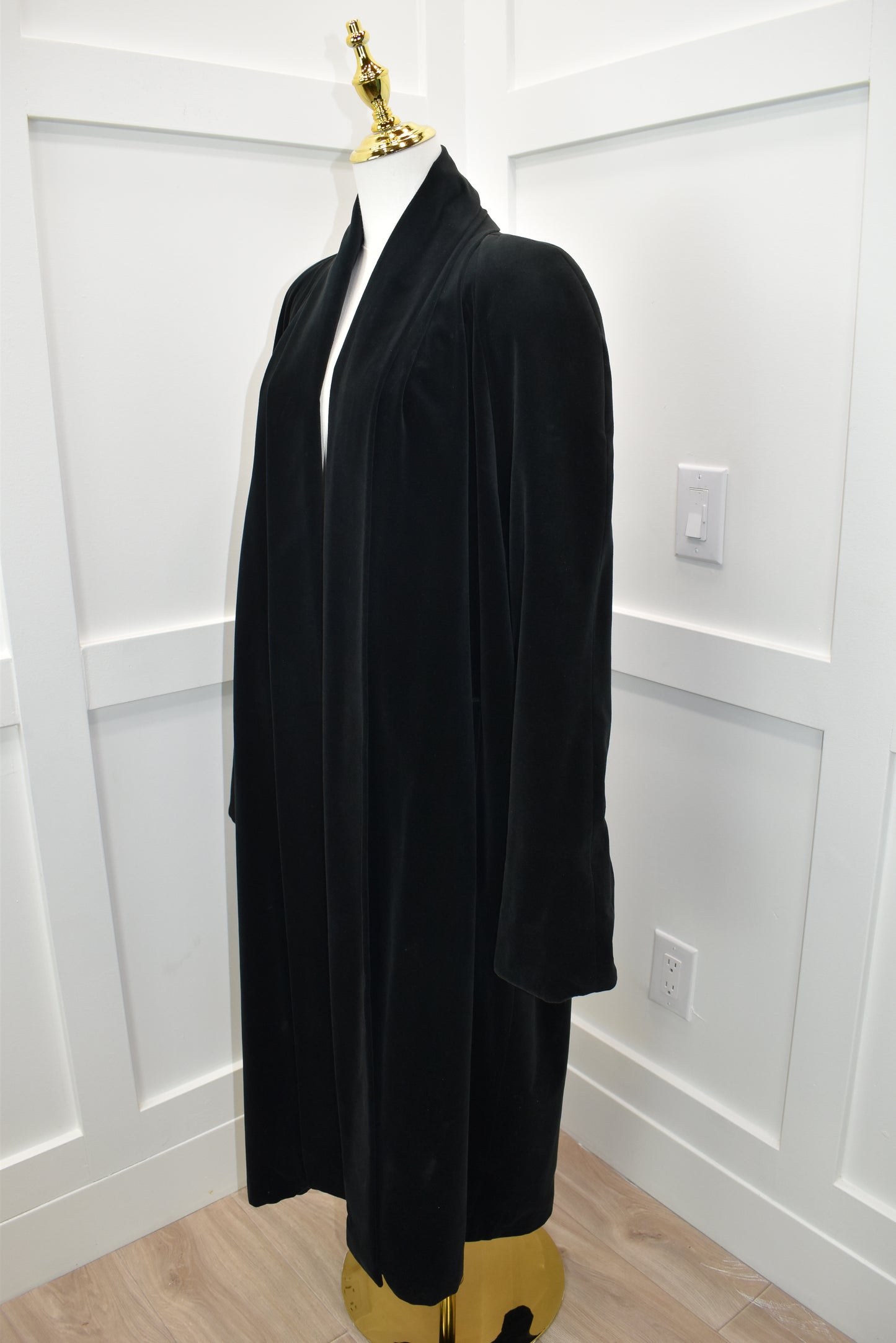 Women's black velour opera coat