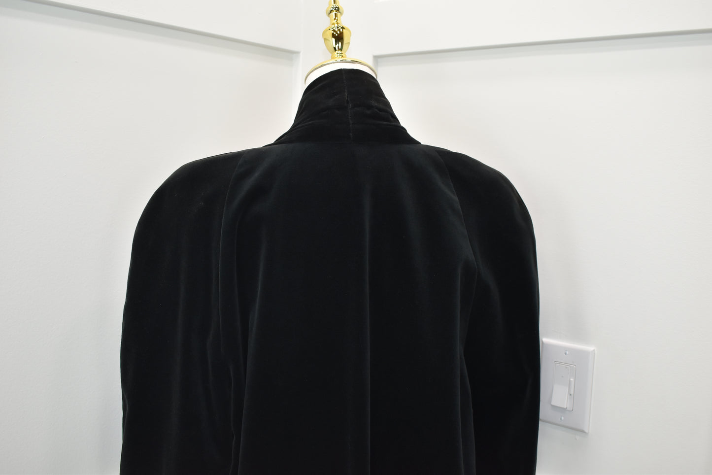 Women's black velour opera coat