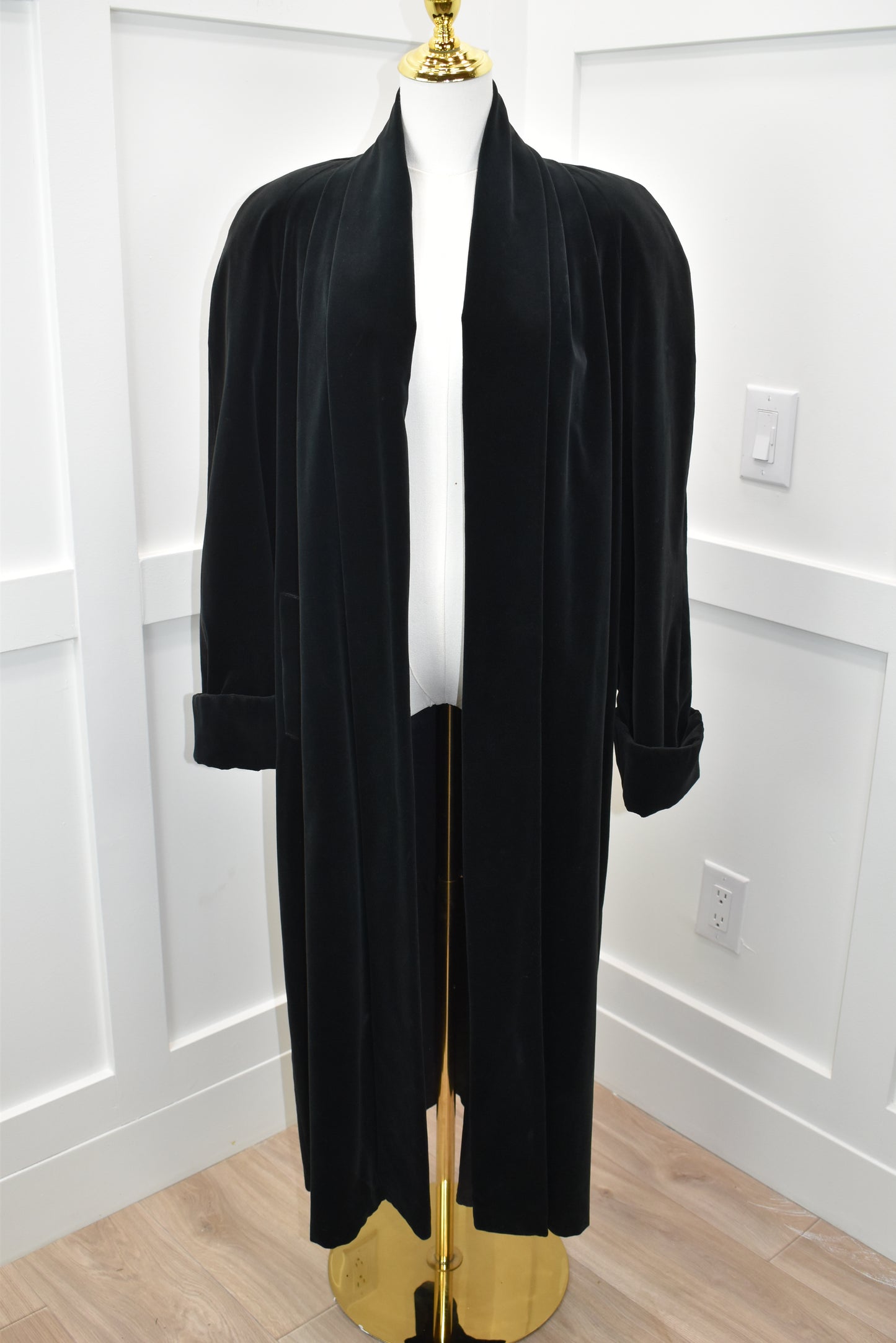 Women's black velour opera coat