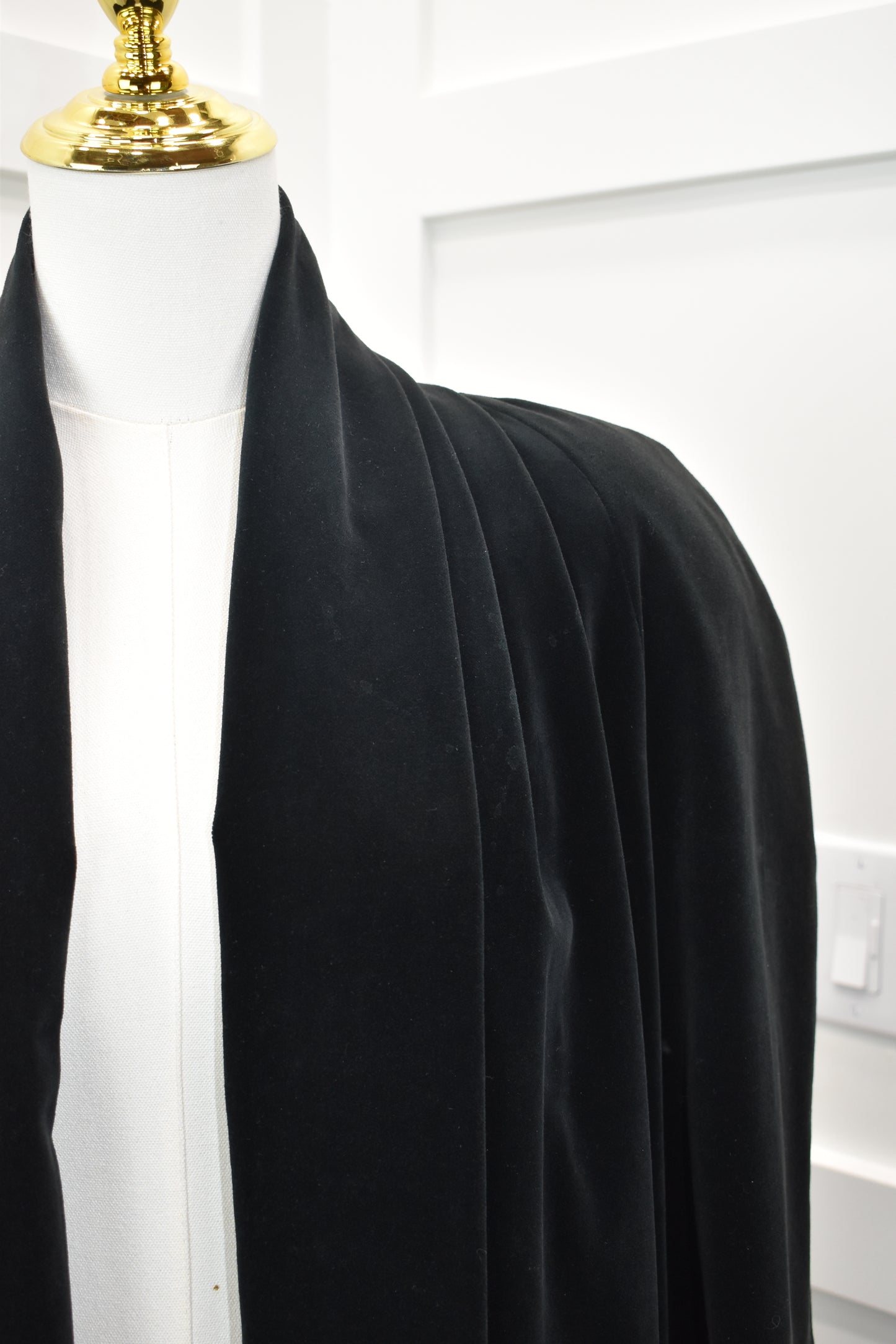 Women's black velour opera coat