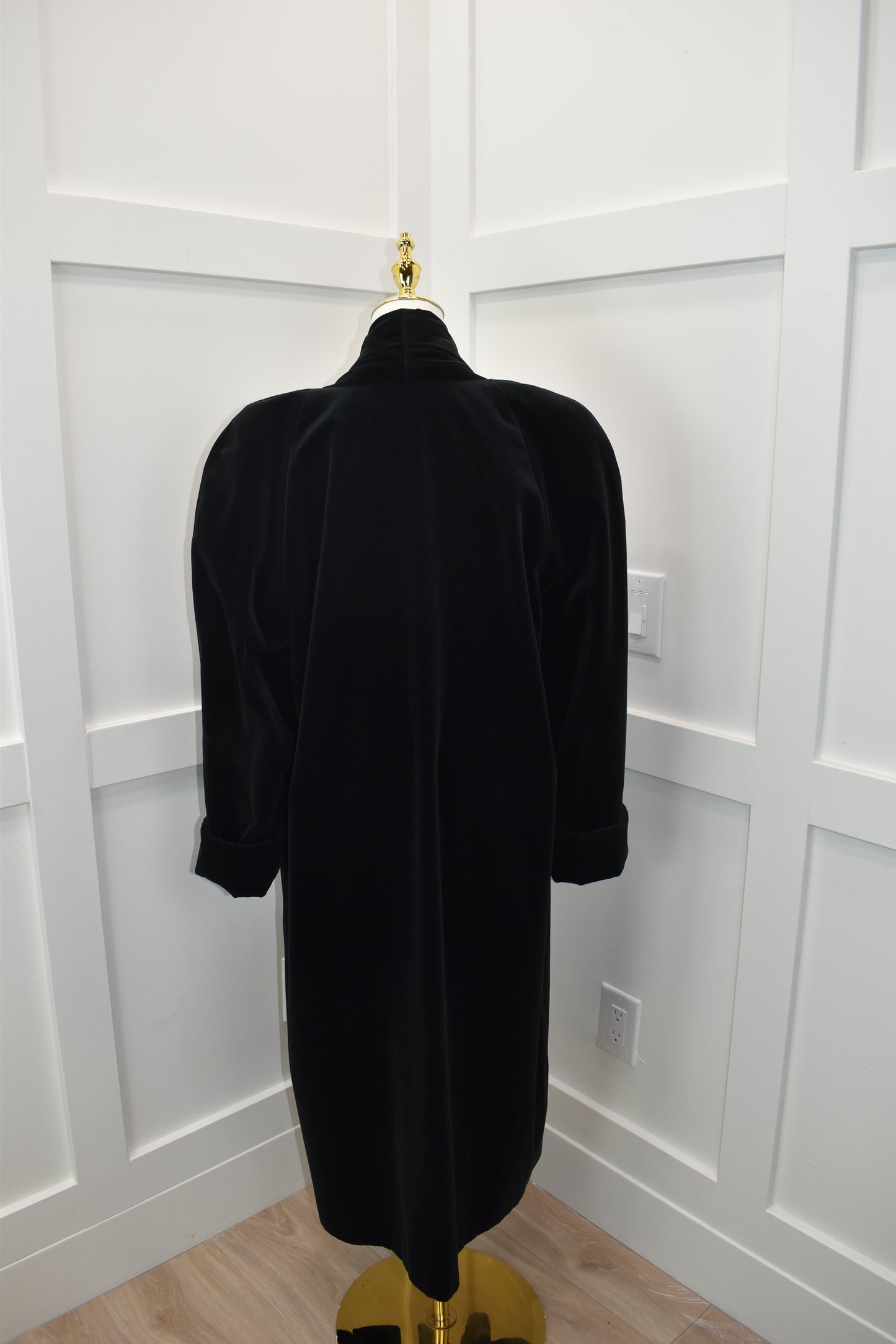 Women's black velour opera coat