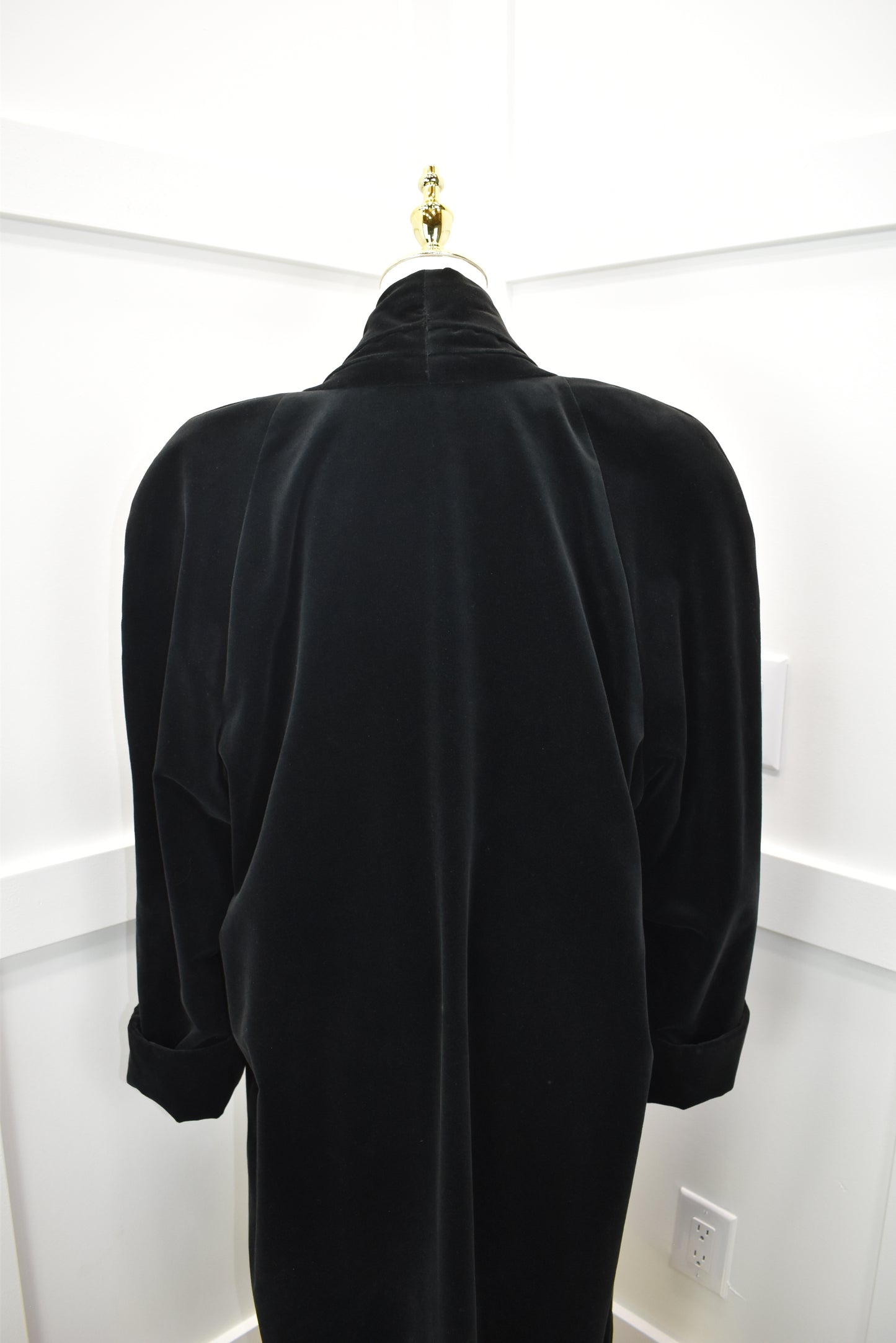 Women's black velour opera coat