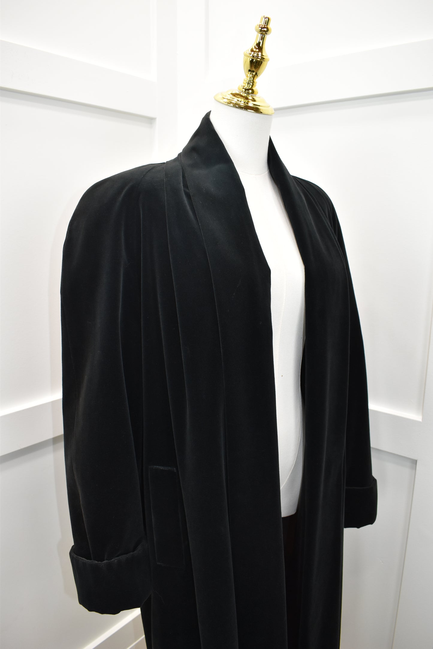 Women's black velour opera coat