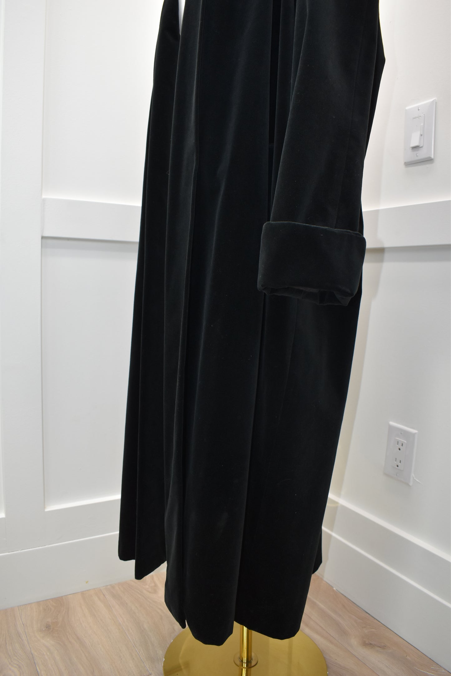 Women's black velour opera coat