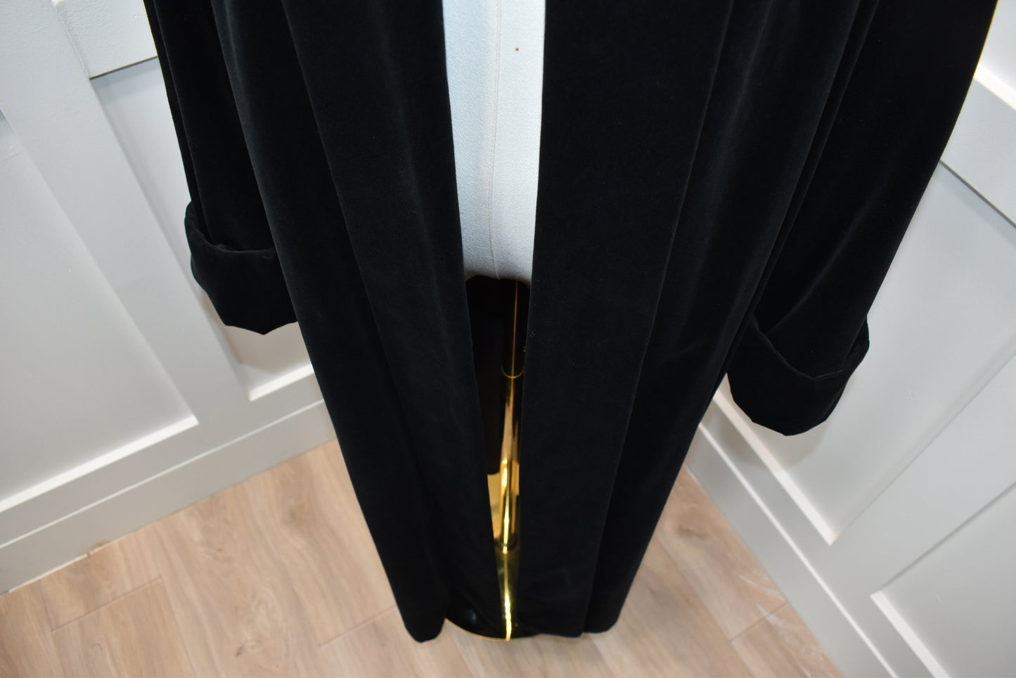 Women's black velour opera coat