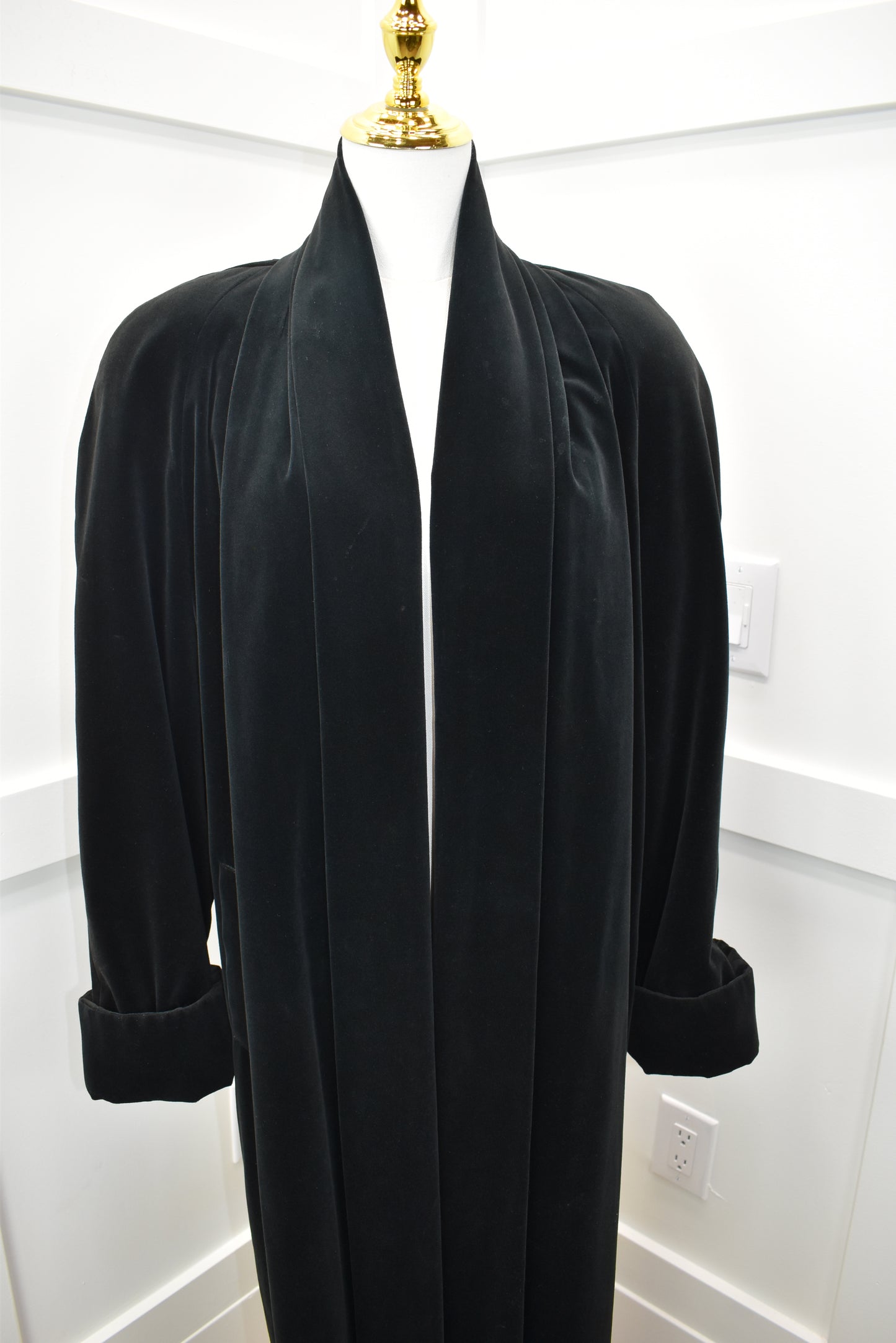 Women's black velour opera coat
