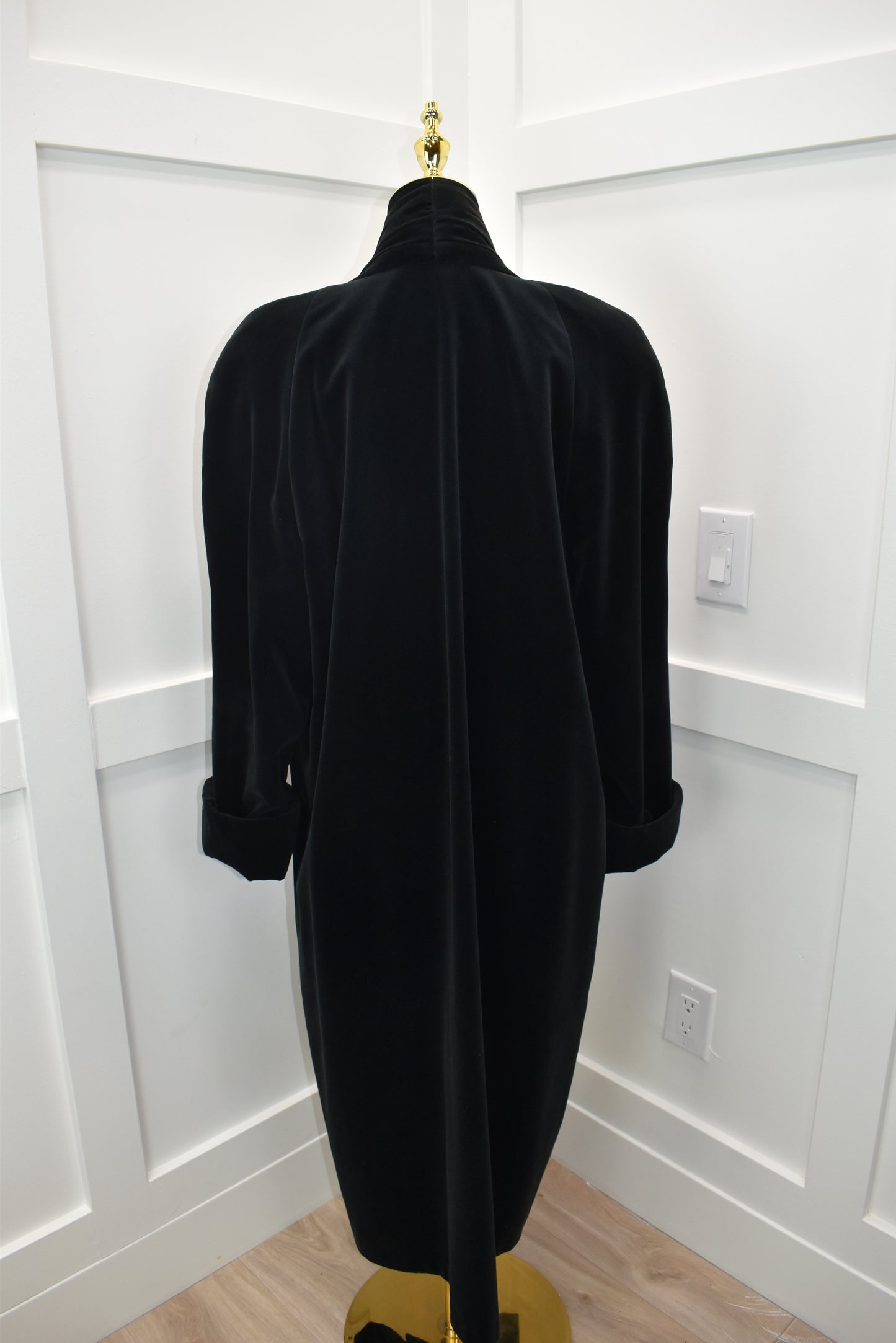 Women's black velour opera coat