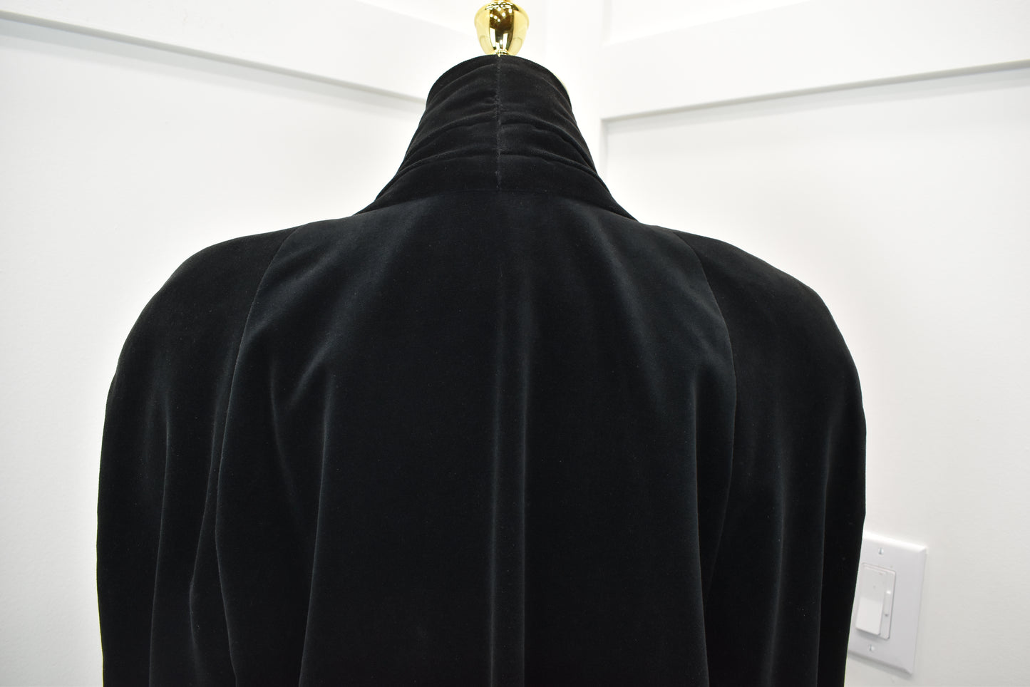 Women's black velour opera coat