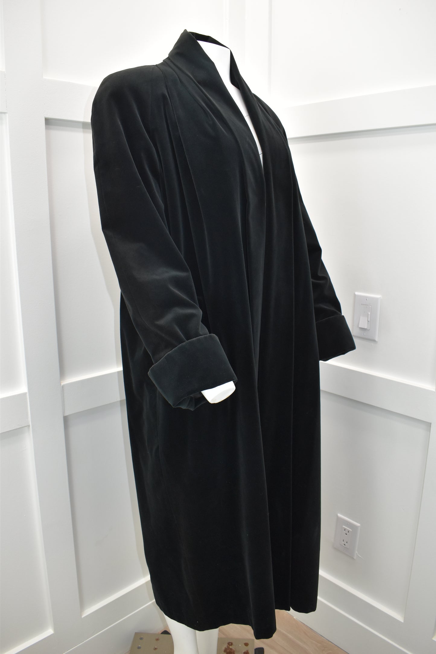 Women's black velour opera coat
