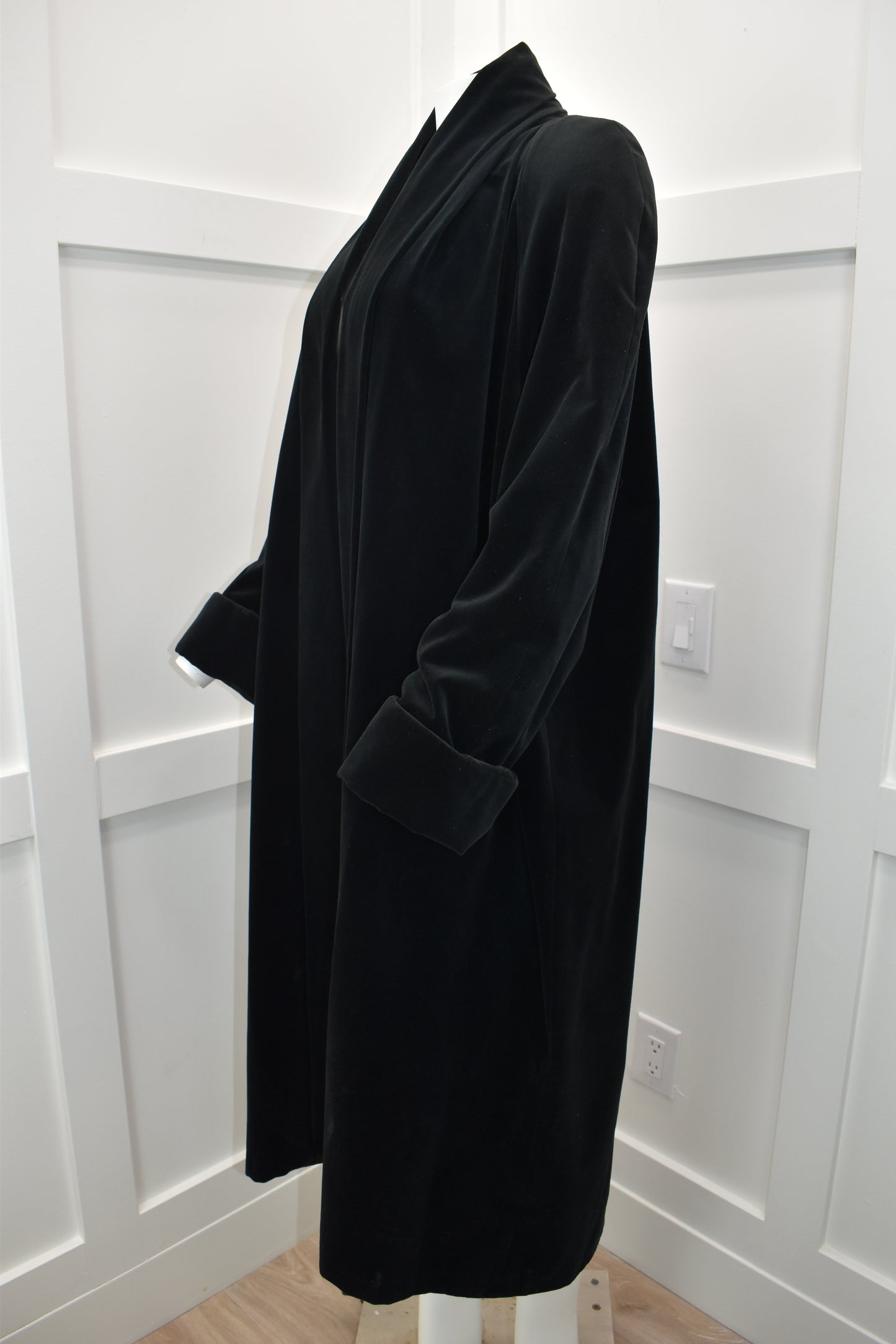 Women's black velour opera coat