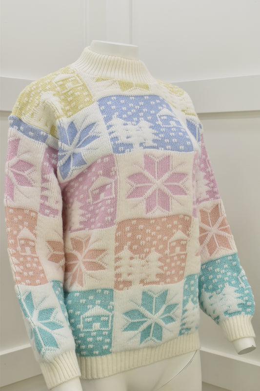 Women's vintage winter wonderland sweater. Novelty knitwear