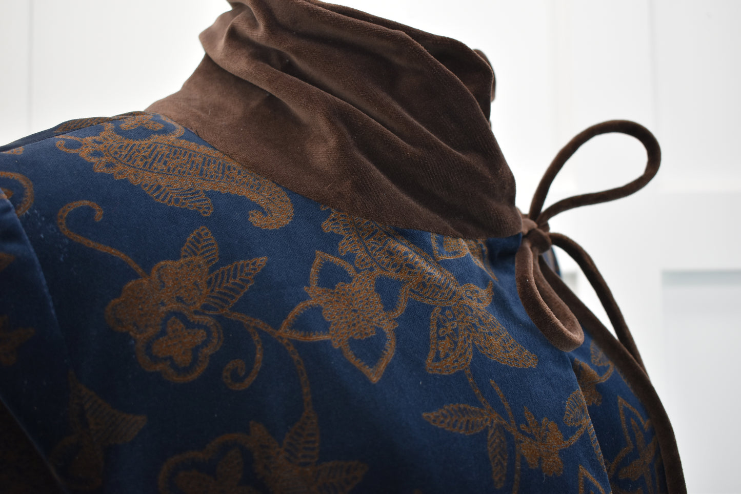 Women's vintage outerwear. Velour coat cloak in floral print