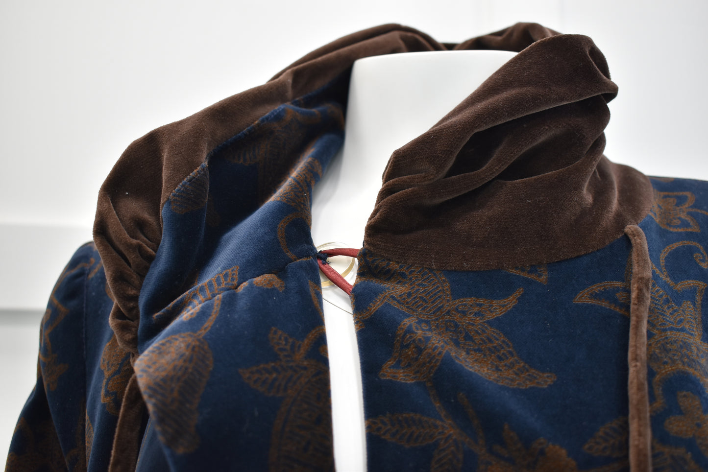 Women's vintage outerwear. Velour coat cloak in floral print