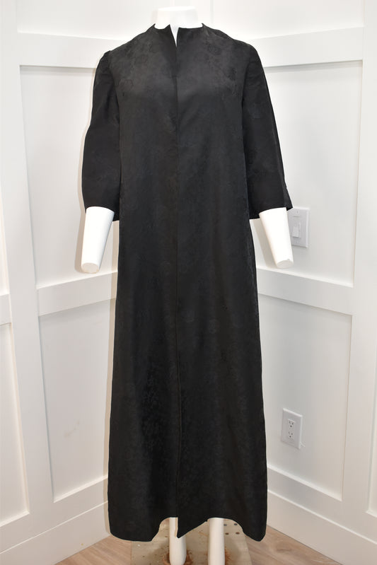 Women's vintage swing coat in rose brocade fabric with three-quarter sleeves