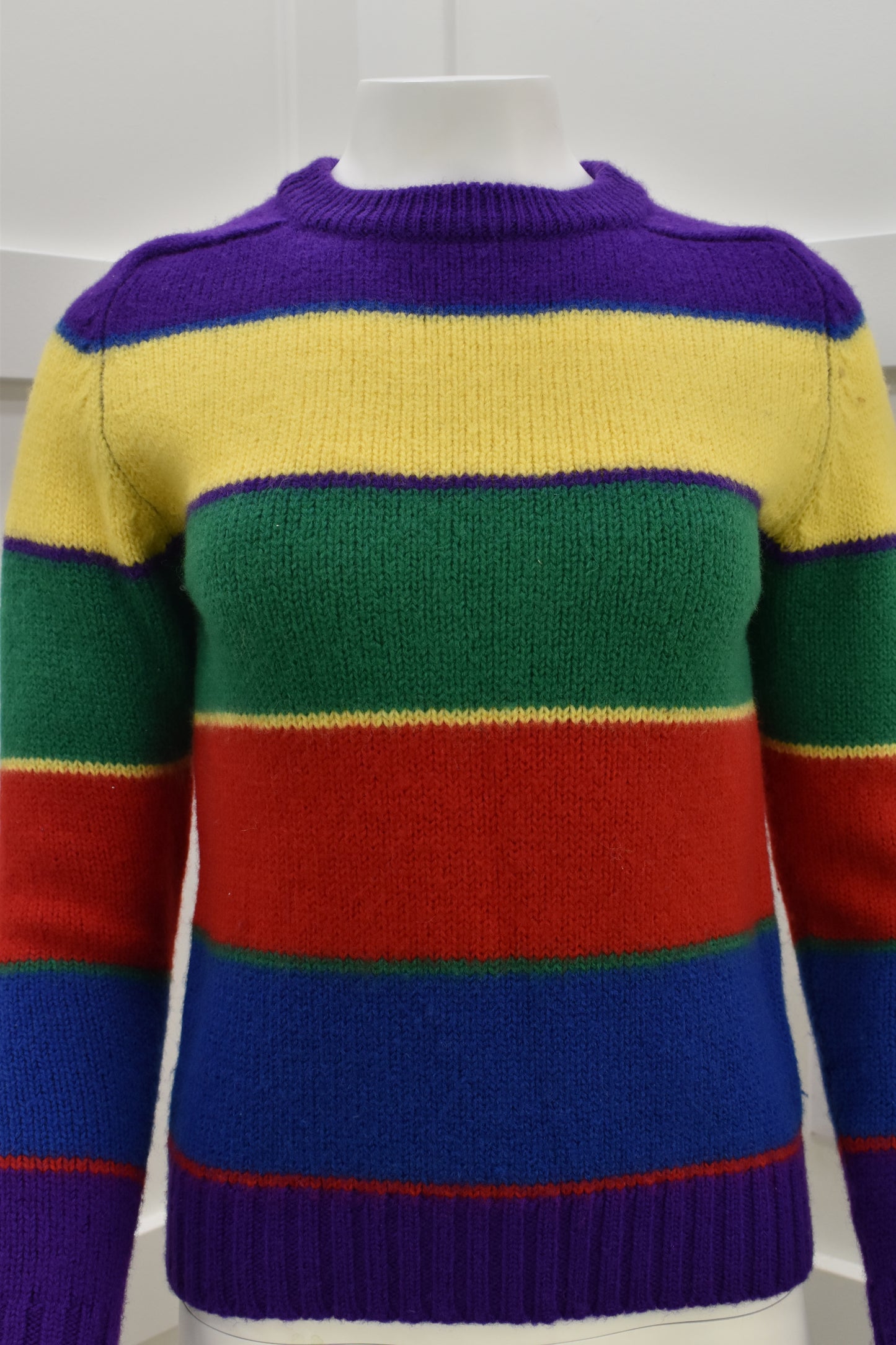 Women's vintage sweater in primary color stripes