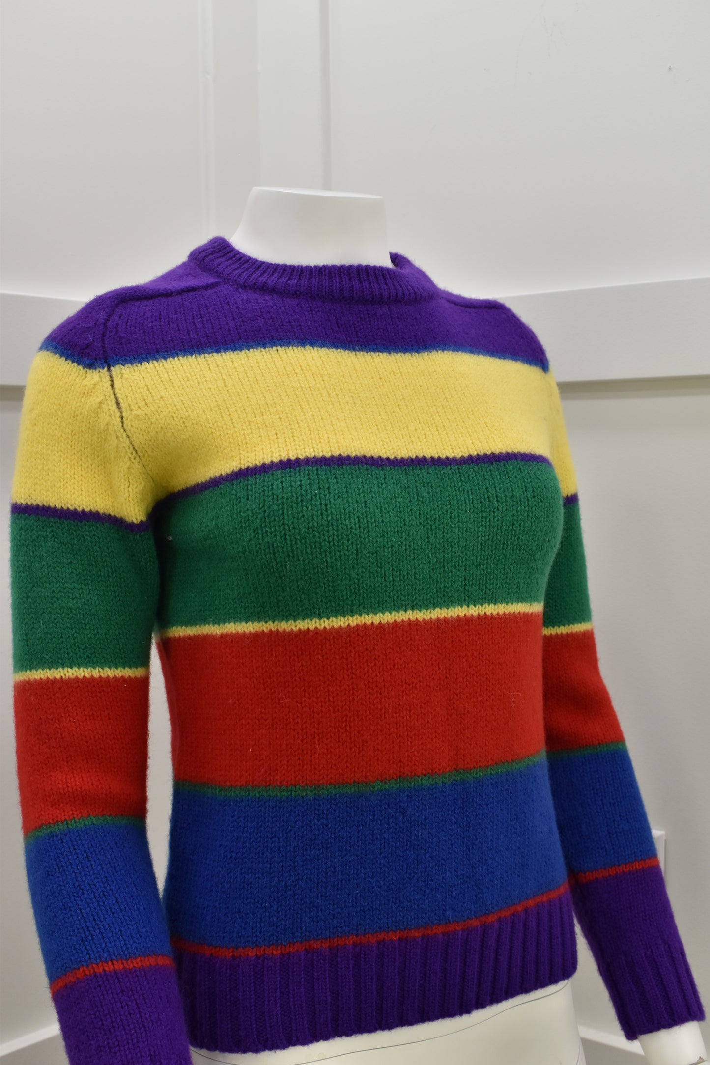 Women's vintage sweater in primary color stripes