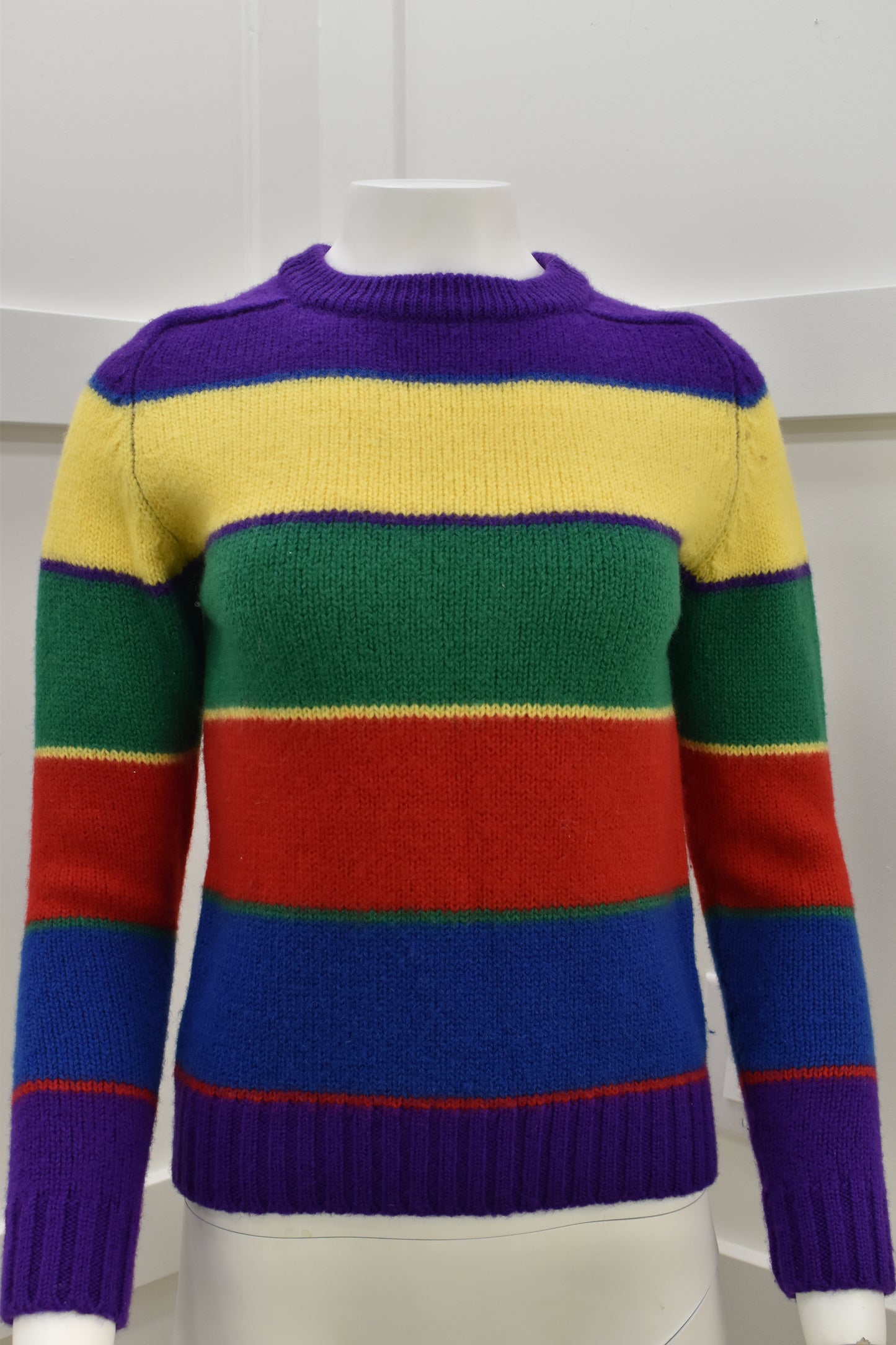 Women's vintage sweater in primary color stripes