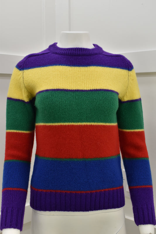 Women's vintage sweater in primary color stripes