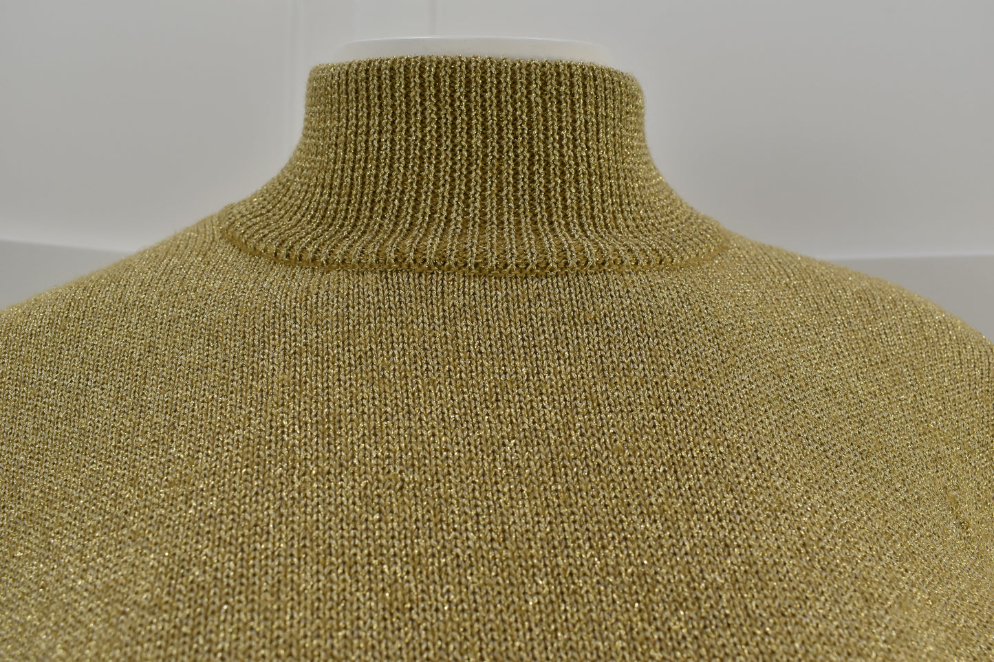Women's 1990's vintage knitwear in festive gold with mock neck Size Large