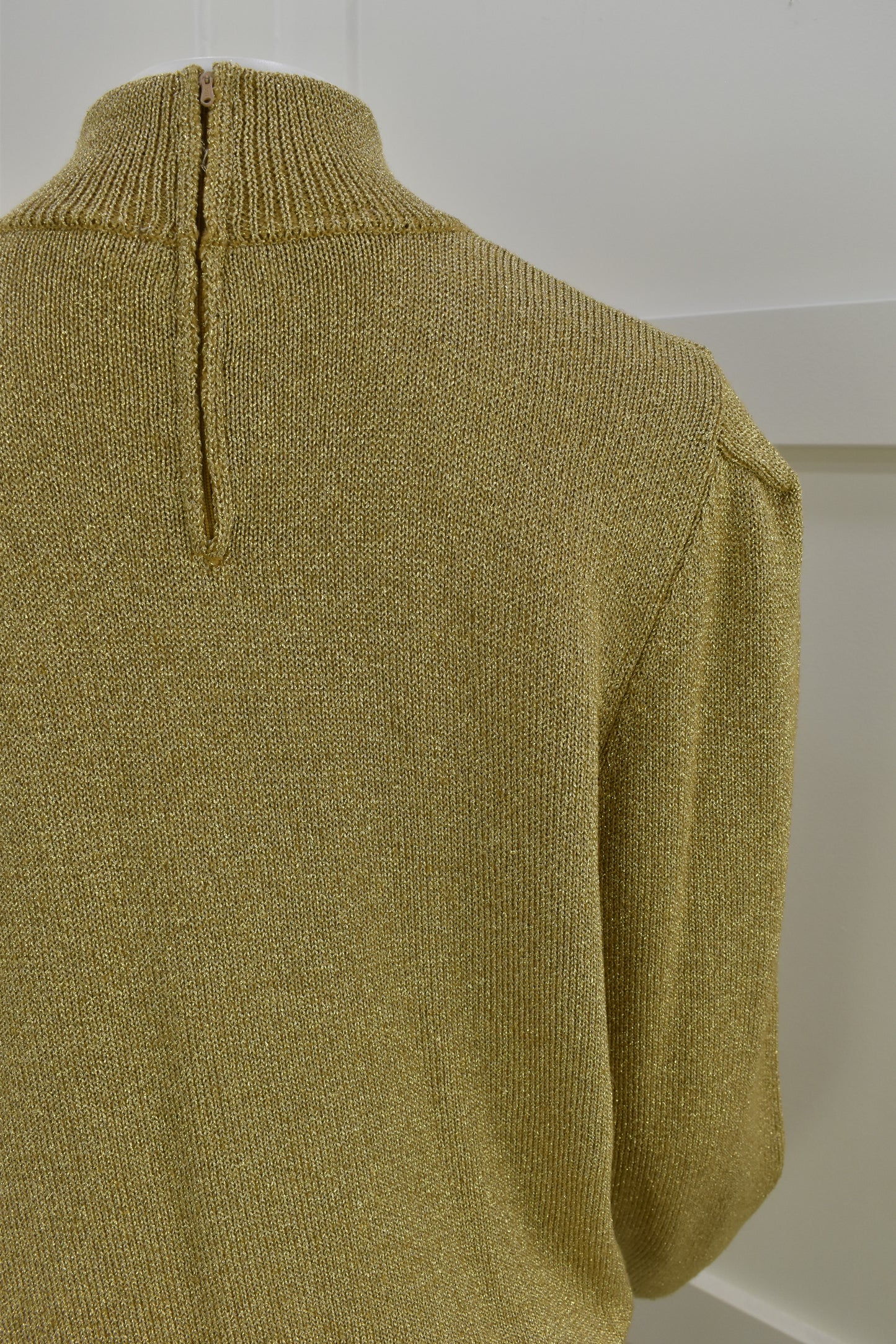 Women's 1990's vintage knitwear in festive gold with mock neck Size Large
