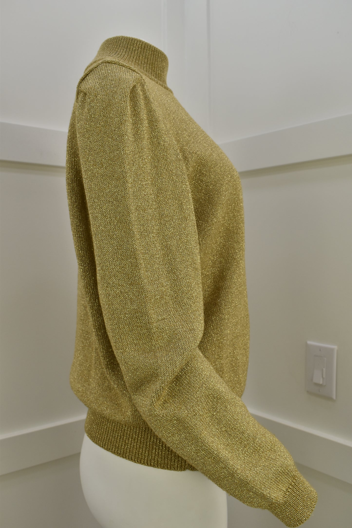Women's 1990's vintage knitwear in festive gold with mock neck Size Large