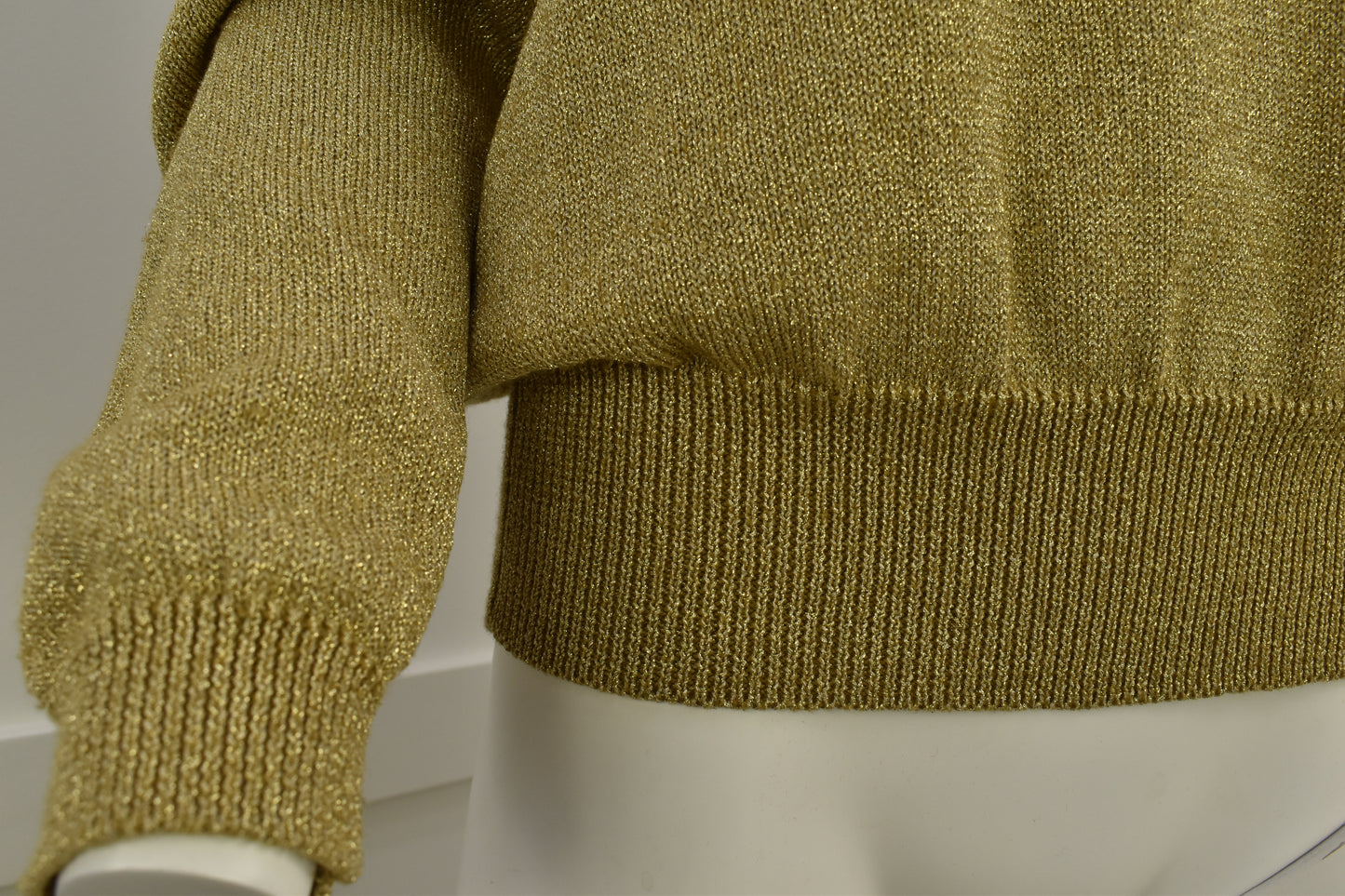 Women's 1990's vintage knitwear in festive gold with mock neck Size Large