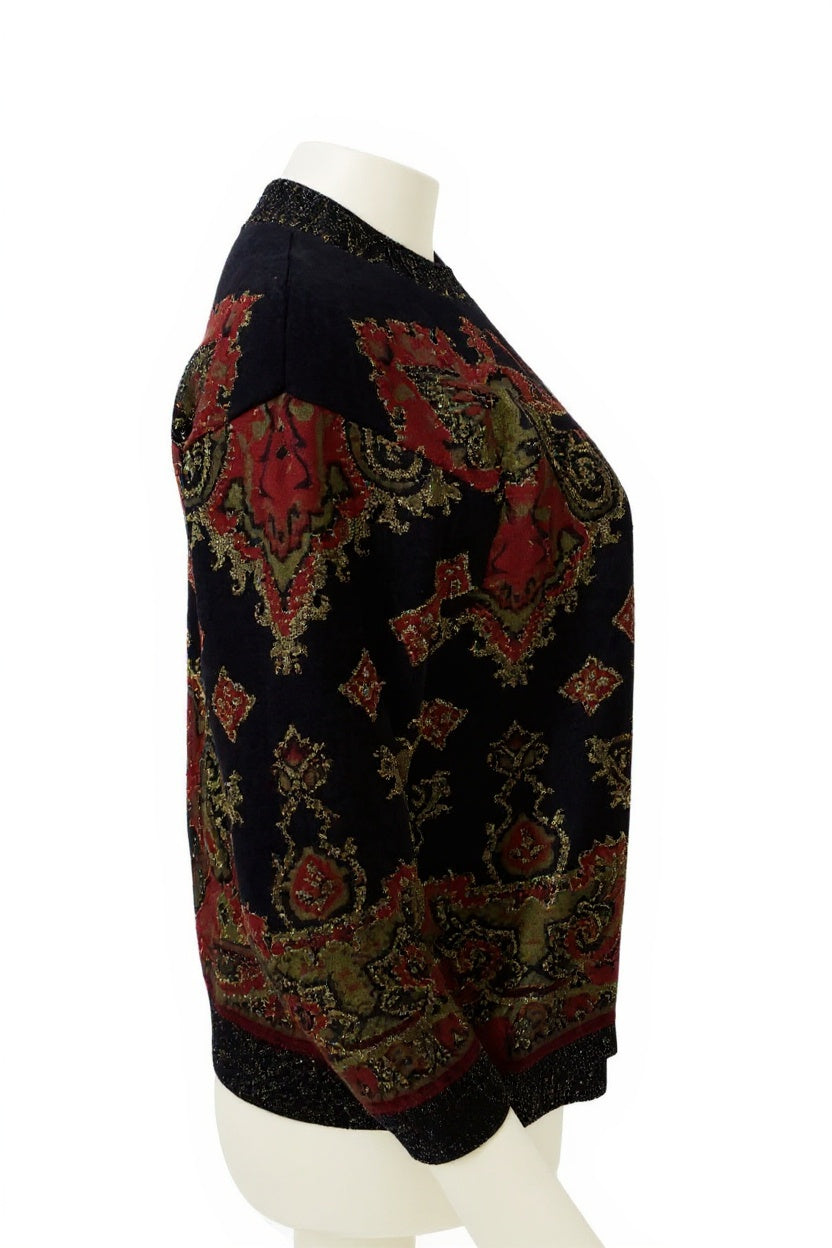 Women's vintage knitwear in baroque pattern with merino wool Made in Italy Size Small/ Medium