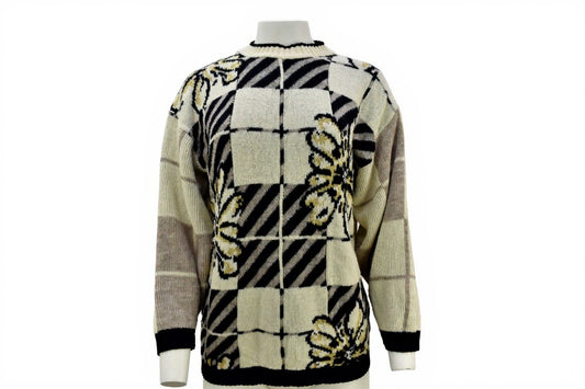 Women's vintage wool knitwear in graphic pattern Size Medium
