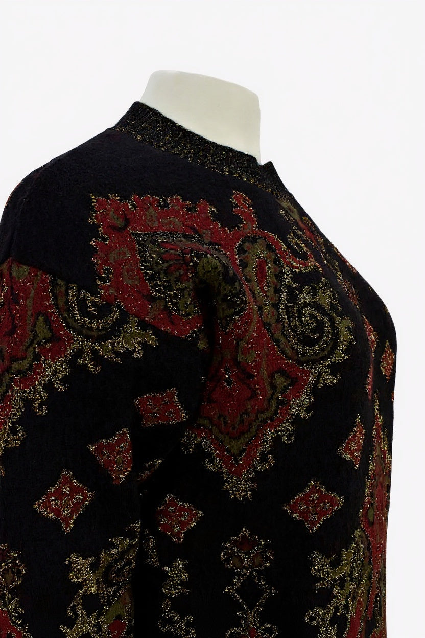 Women's vintage knitwear in baroque pattern with merino wool Made in Italy Size Small/ Medium