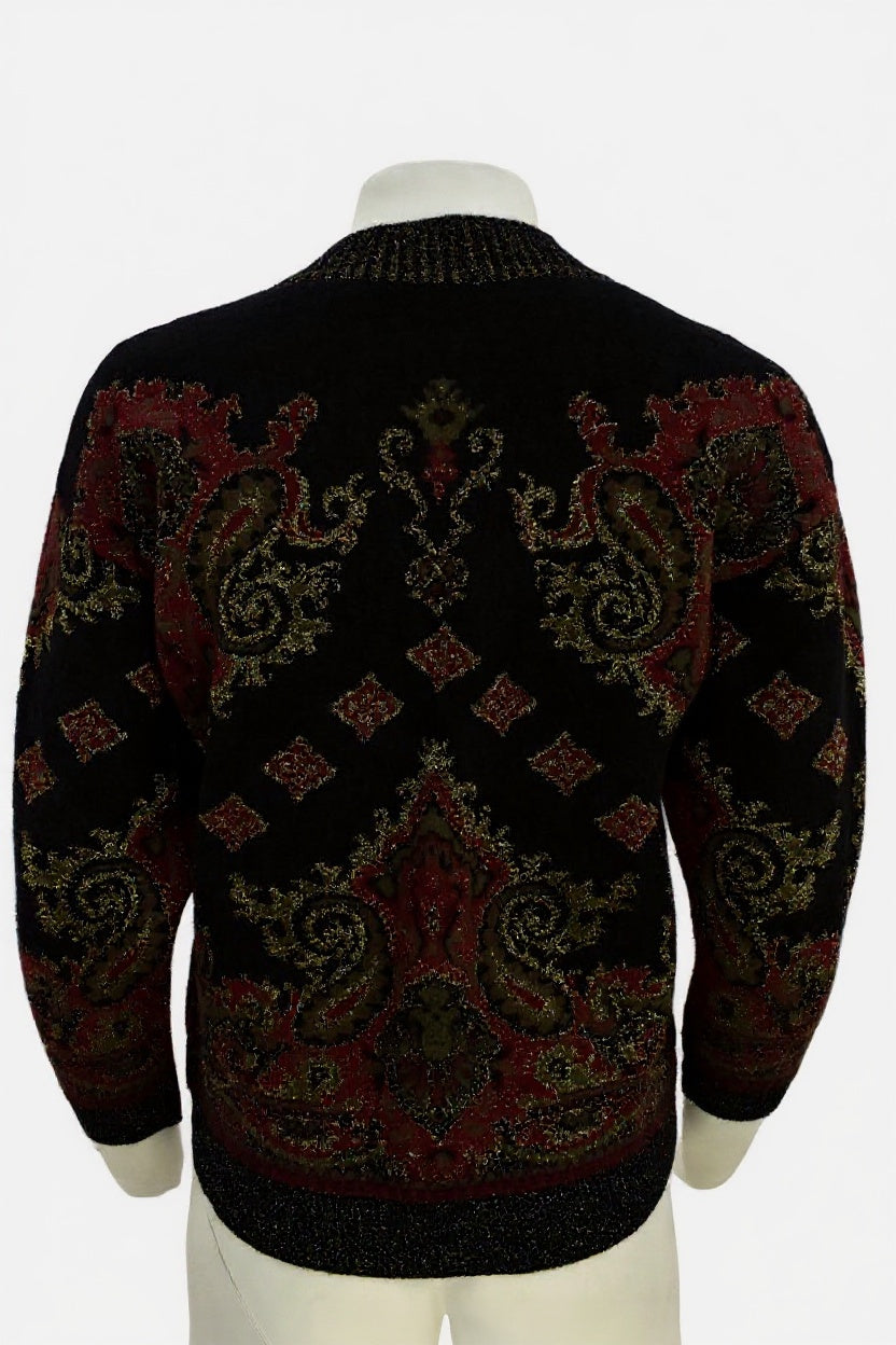 Women's vintage knitwear in baroque pattern with merino wool Made in Italy Size Small/ Medium