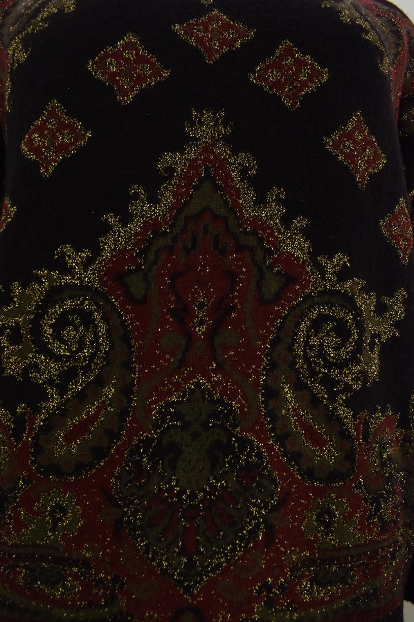 Women's vintage knitwear in baroque pattern with merino wool Made in Italy Size Small/ Medium